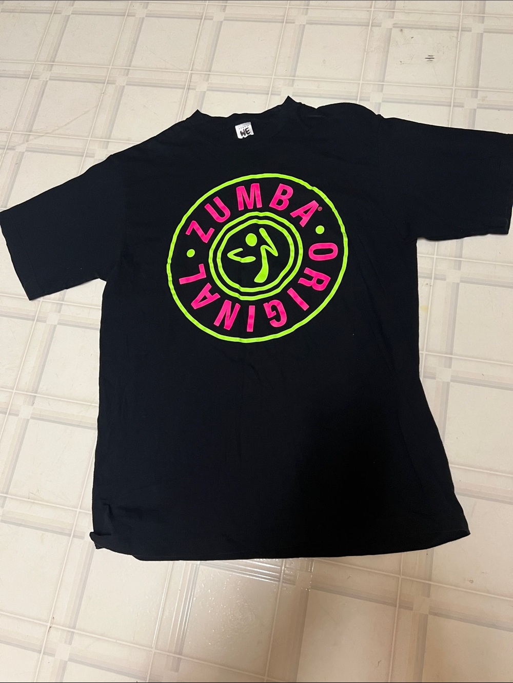 Zumba Fitness Black Tee with Neon Pink & Neon Green Logo